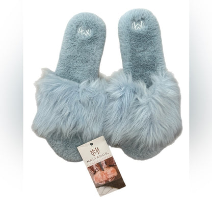 Malvados Women's Sky Blue fur Slippers