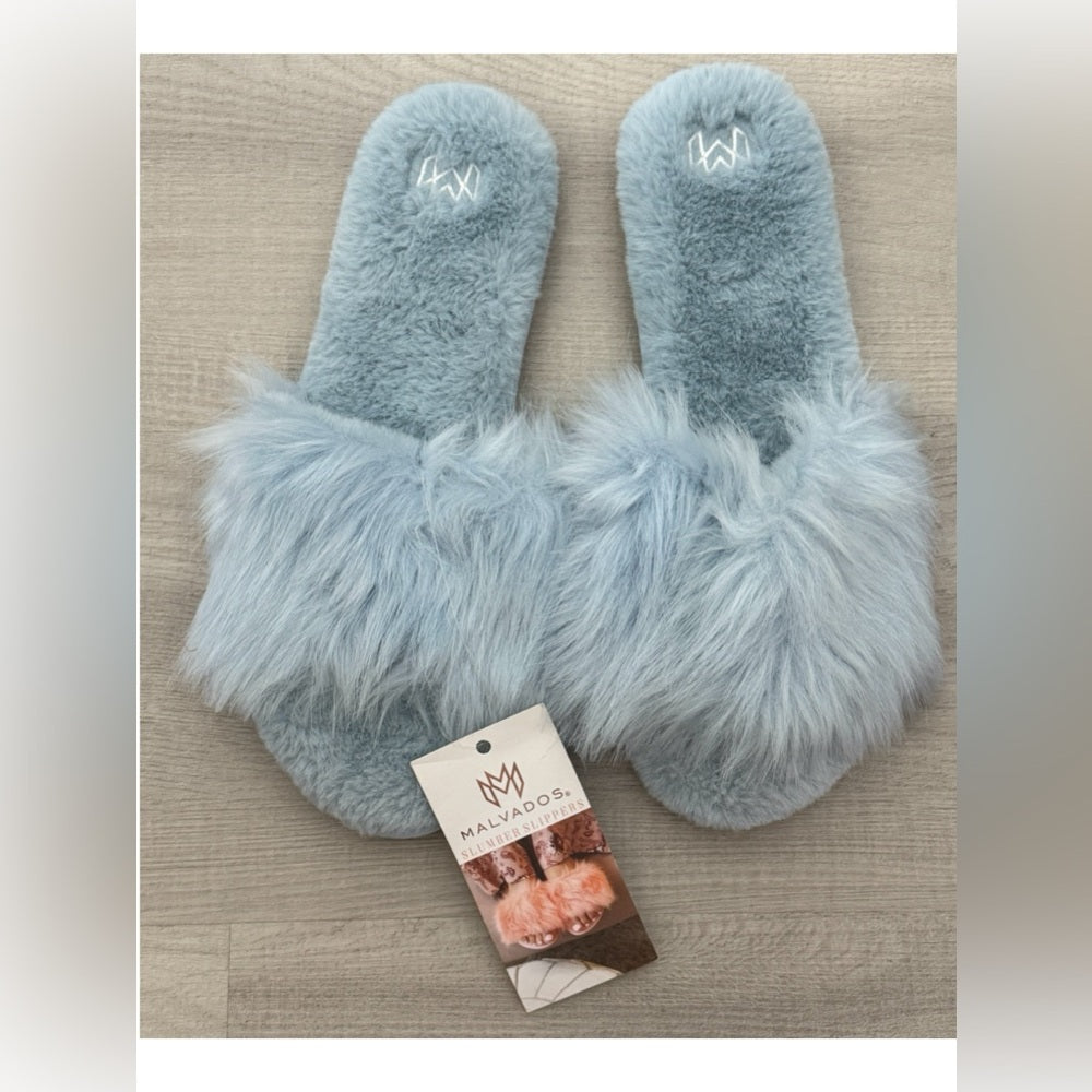 Malvados Women's Sky Blue fur Slippers