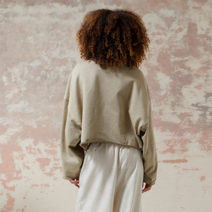 East 42nd Street - OS Fawn Crop Knit Neck Sweat