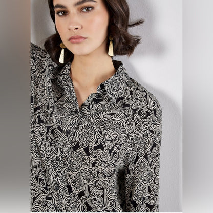 Apricot 🍑- Art Deco Paisley Print Shirt