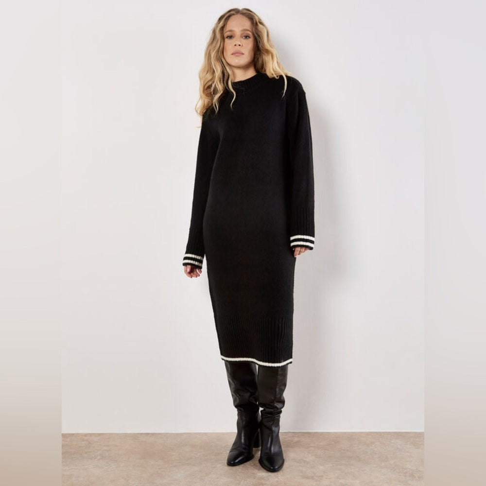 Apricot 🍑- Tipped Knitted Jumper Midi Dress