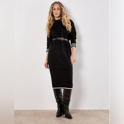 Apricot 🍑- Tipped Knitted Jumper Midi Dress