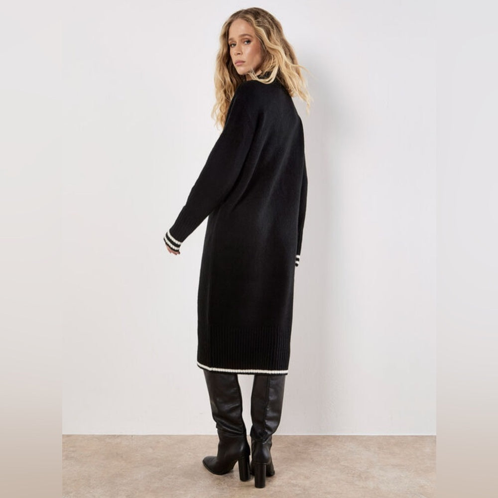 Apricot 🍑- Tipped Knitted Jumper Midi Dress