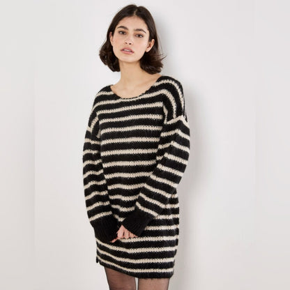 Apricot 🍑-Oversized Stripe Jumper Mini Dress