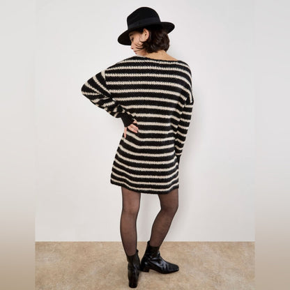 Apricot 🍑-Oversized Stripe Jumper Mini Dress