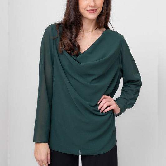 Me & Gee 🇨🇦🇮🇹- Chiffon Jewel Tone Green Women's Top