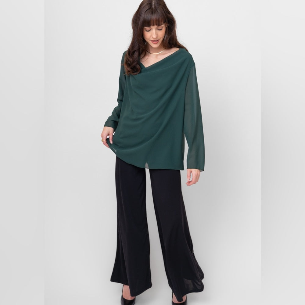 Me & Gee 🇨🇦🇮🇹- Chiffon Jewel Tone Green Women's Top