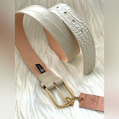 🇨🇦 Brave Leather Collection- BRAYAN Bone Croc Barcelona - Gold