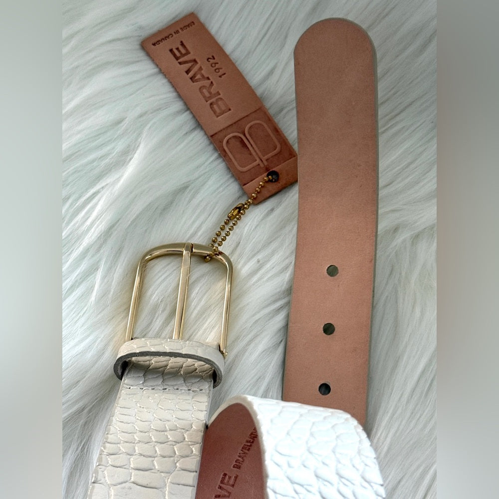 🇨🇦 Brave Leather Collection- BRAYAN Bone Croc Barcelona - Gold