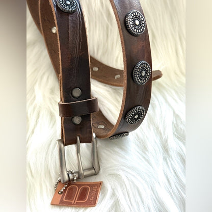 🇨🇦 Brave Leather Collection - Brown Leather w brushed SILVER buckle BELLSIE
