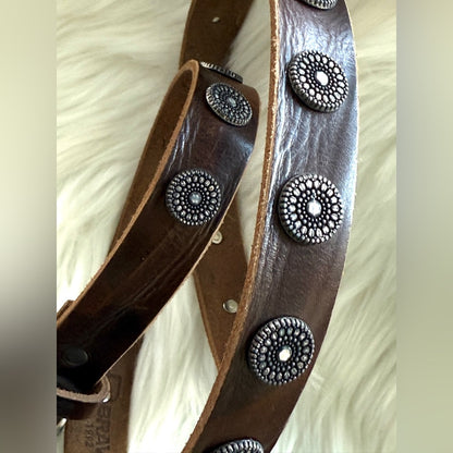 🇨🇦 Brave Leather Collection - Brown Leather w brushed SILVER buckle BELLSIE