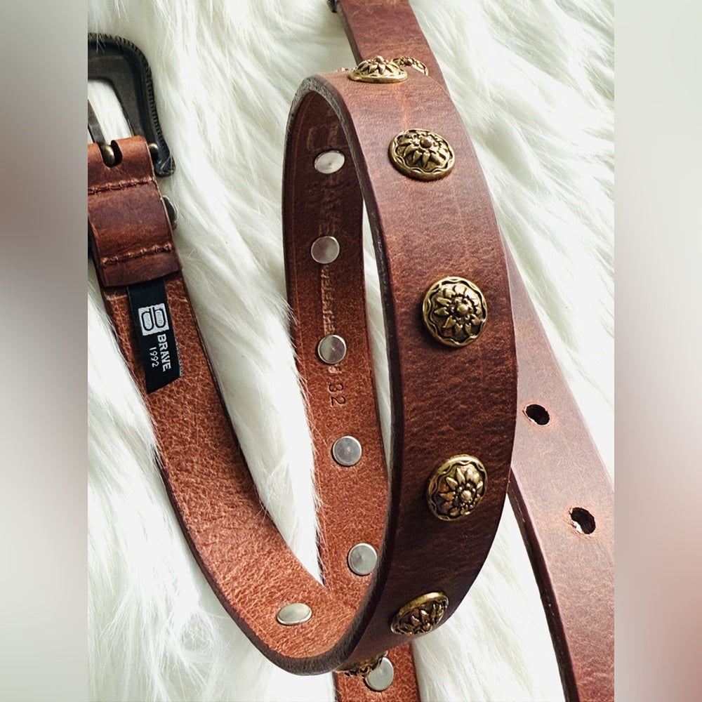 BRAVE Leather - Brown Leather with Antique Brass Look Bridle - KEIRA
