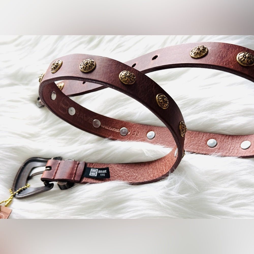BRAVE Leather - Brown Leather with Antique Brass Look Bridle - KEIRA