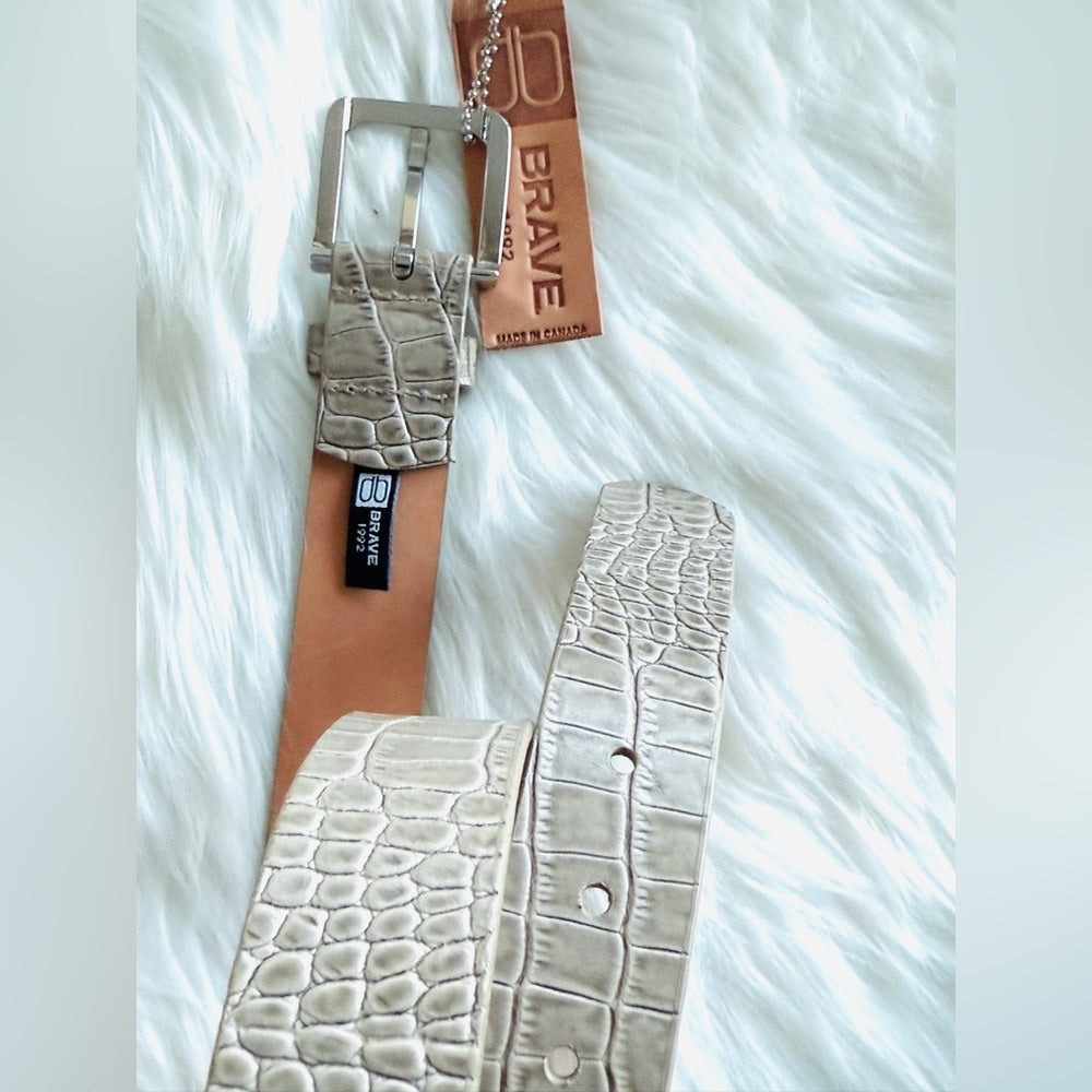BRAVE Leather - Gray Croc Leather Silver