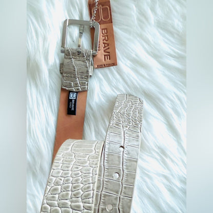 BRAVE Leather - Gray Croc Leather Silver