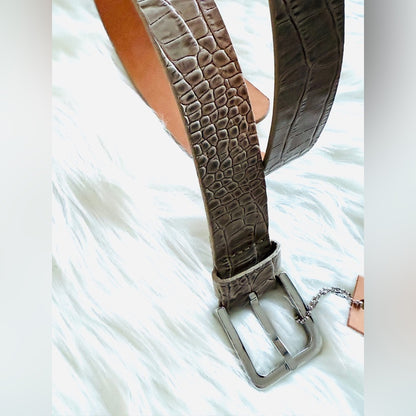BRAVE Leather - Gray Croc Leather Silver