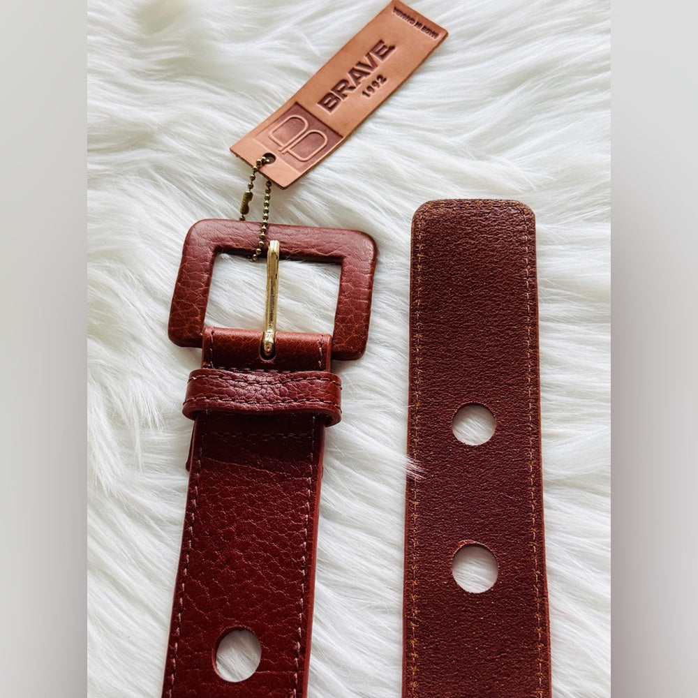 BRAVE Leather - Brown Stitch - YARUS COGNAC SHRUNKEN