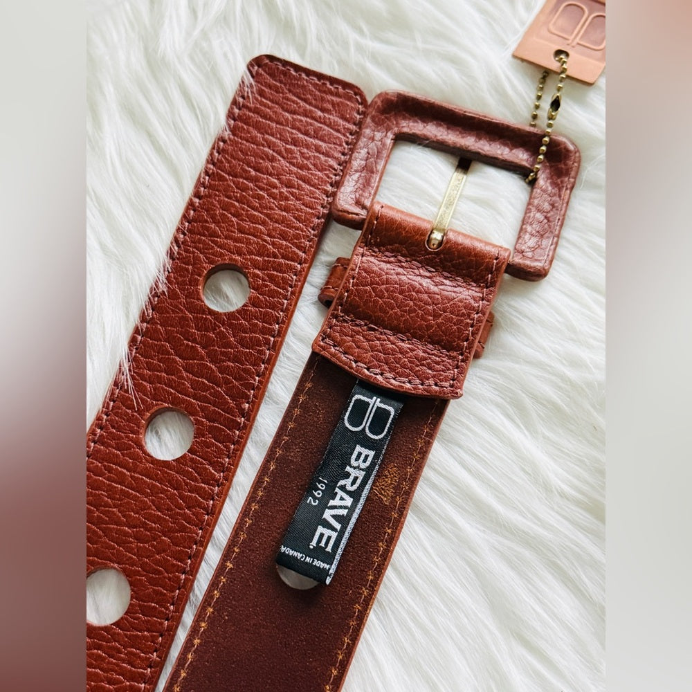 BRAVE Leather - Brown Stitch - YARUS COGNAC SHRUNKEN