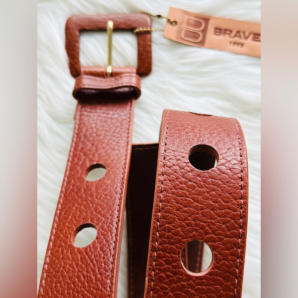 BRAVE Leather - Brown Stitch - YARUS COGNAC SHRUNKEN