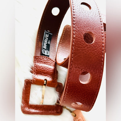 BRAVE Leather - Brown Stitch - YARUS COGNAC SHRUNKEN