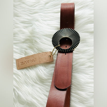 🇨🇦 Brave Leather Collection - Brown Leather w Gold buckle JAZZLYN