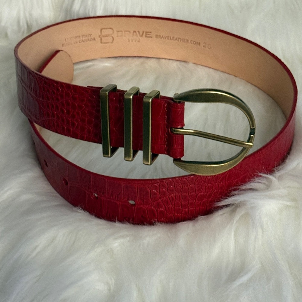 🇨🇦 Brave Leather Collection - Monte Carlo Red Croc with gold hardware