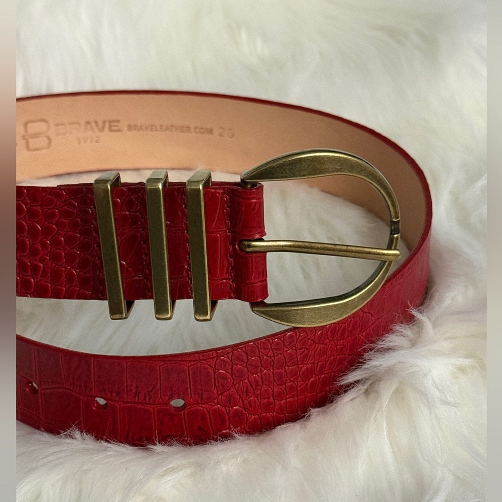 🇨🇦 Brave Leather Collection - Monte Carlo Red Croc with gold hardware