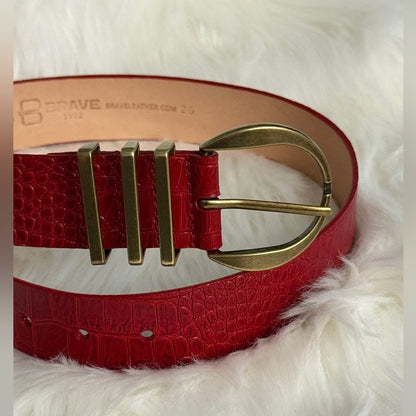 🇨🇦 Brave Leather Collection - Monte Carlo Red Croc with gold hardware