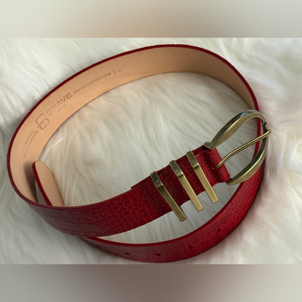 🇨🇦 Brave Leather Collection - Monte Carlo Red Croc with gold hardware