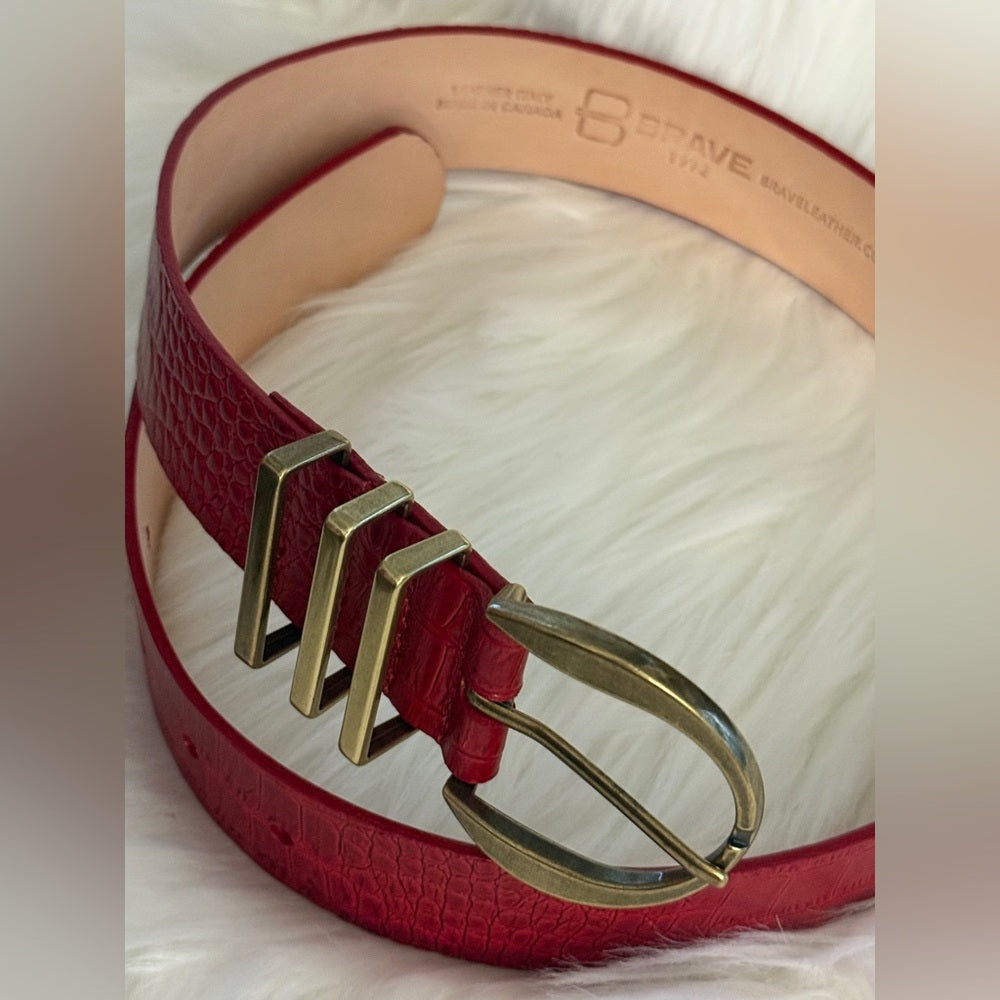 🇨🇦 Brave Leather Collection - Monte Carlo Red Croc with gold hardware