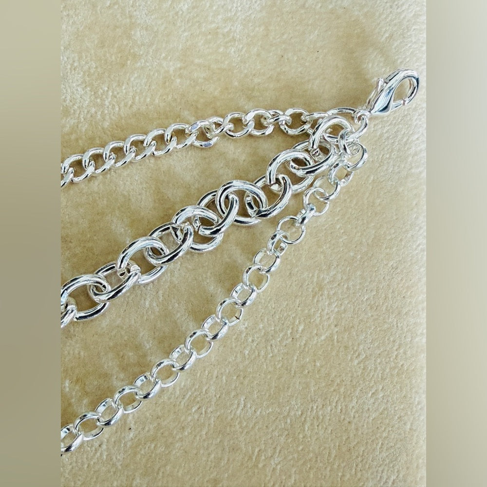 3 Tier Layered Silver tone Bracelet