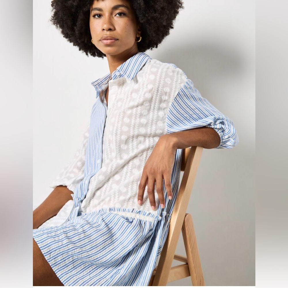 APRICOT 🍑 - Mixed Stripe Shirt Dress HIGH LO VERSION