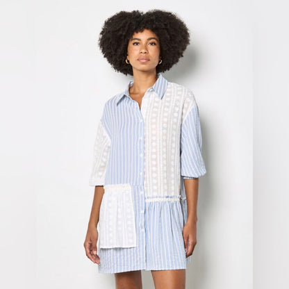 APRICOT 🍑 - Mixed Stripe Shirt Dress HIGH LO VERSION