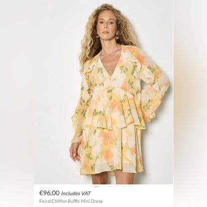 APRICOT 🍑 - Floral Chiffon Ruffle Dress