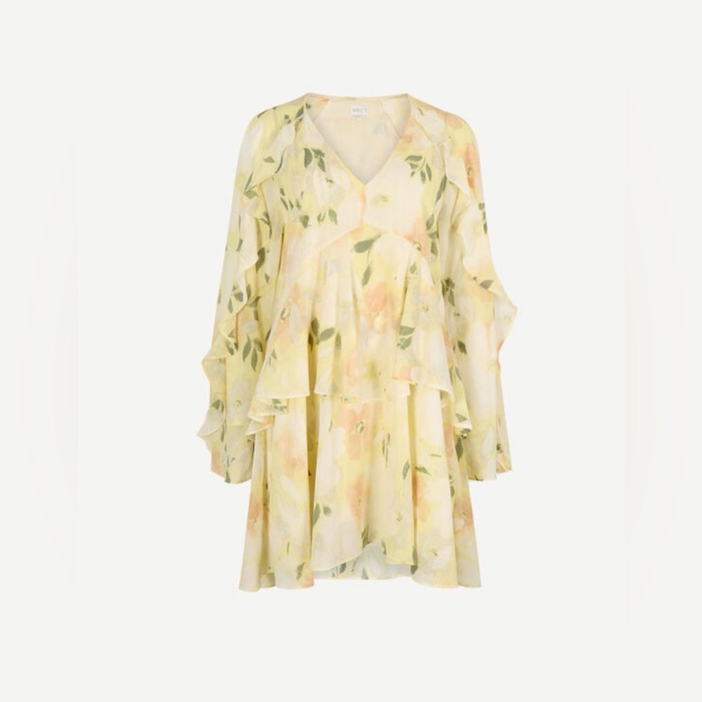 APRICOT 🍑 - Floral Chiffon Ruffle Dress