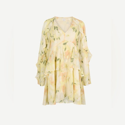 APRICOT 🍑 - Floral Chiffon Ruffle Dress