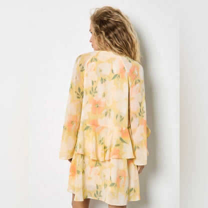APRICOT 🍑 - Floral Chiffon Ruffle Dress