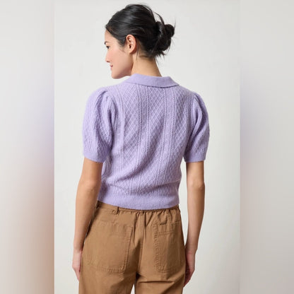 Lilla P 🌷 -MIXED STITCH ELBOW SLEEVE POLO