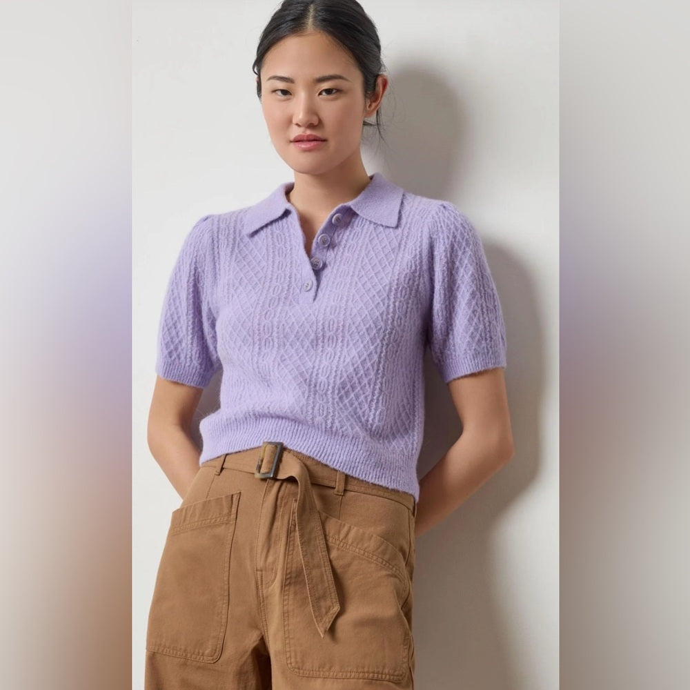 Lilla P 🌷 -MIXED STITCH ELBOW SLEEVE POLO