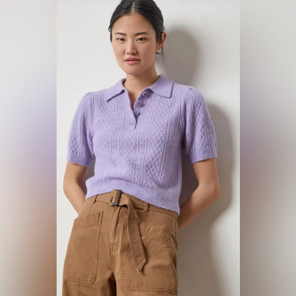 Lilla P 🌷 -MIXED STITCH ELBOW SLEEVE POLO