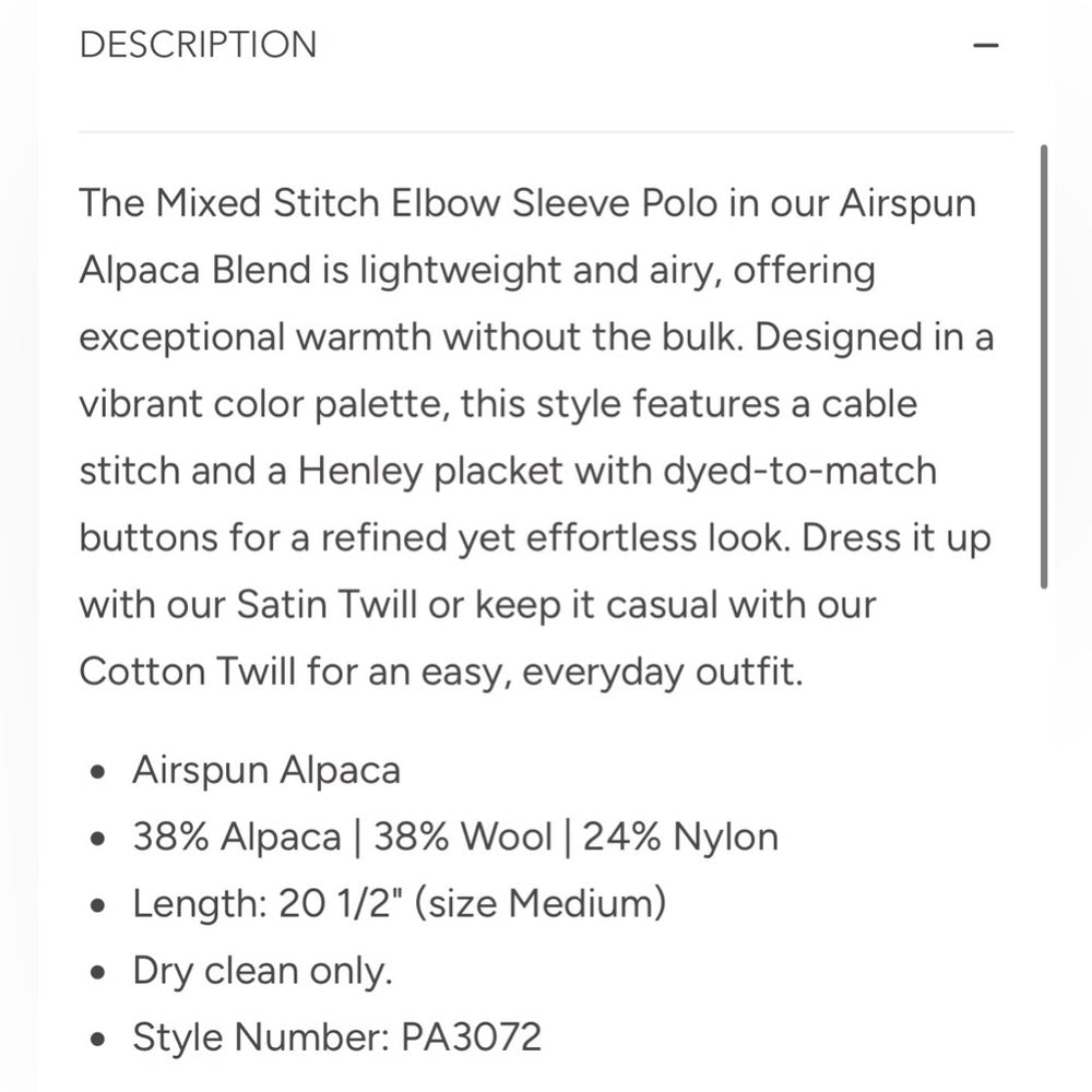 Lilla P 🌷 -MIXED STITCH ELBOW SLEEVE POLO