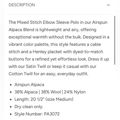 Lilla P 🌷 -MIXED STITCH ELBOW SLEEVE POLO