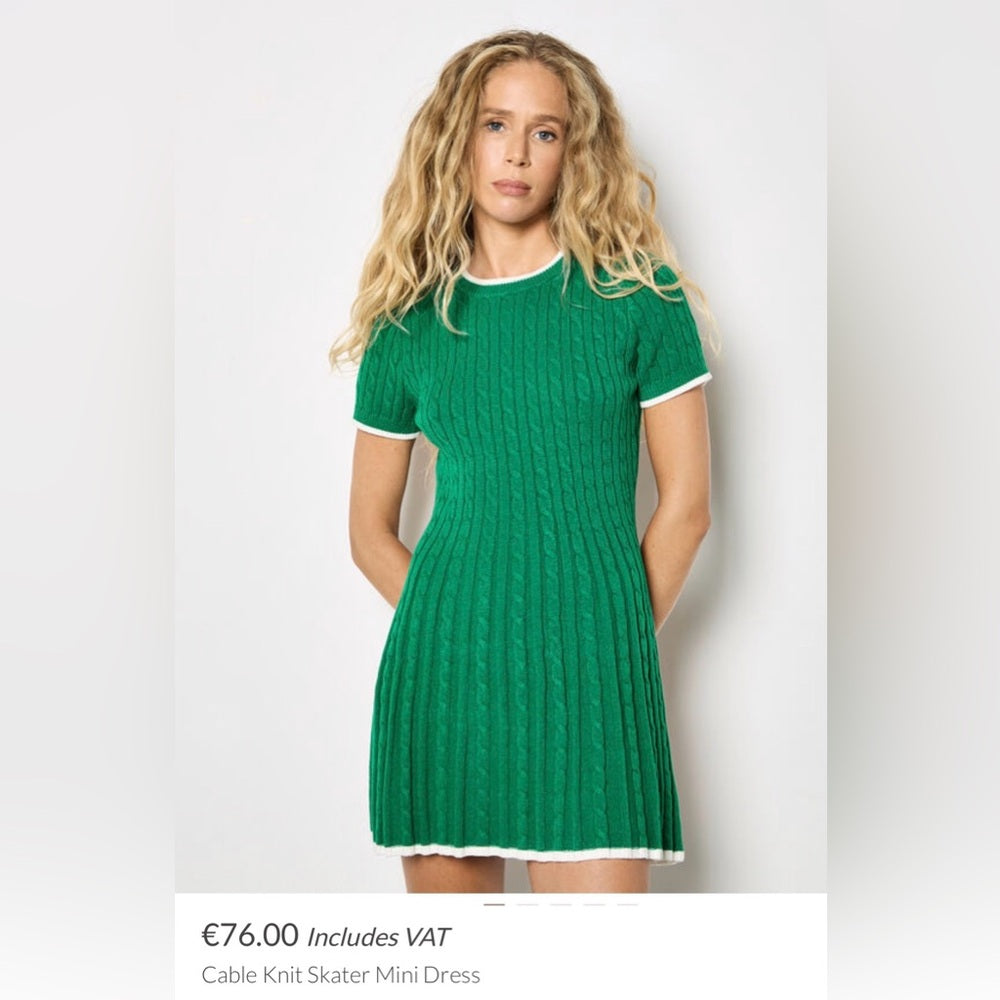 APRICOT 🍑 - Green cable Ribbed Knit Dress