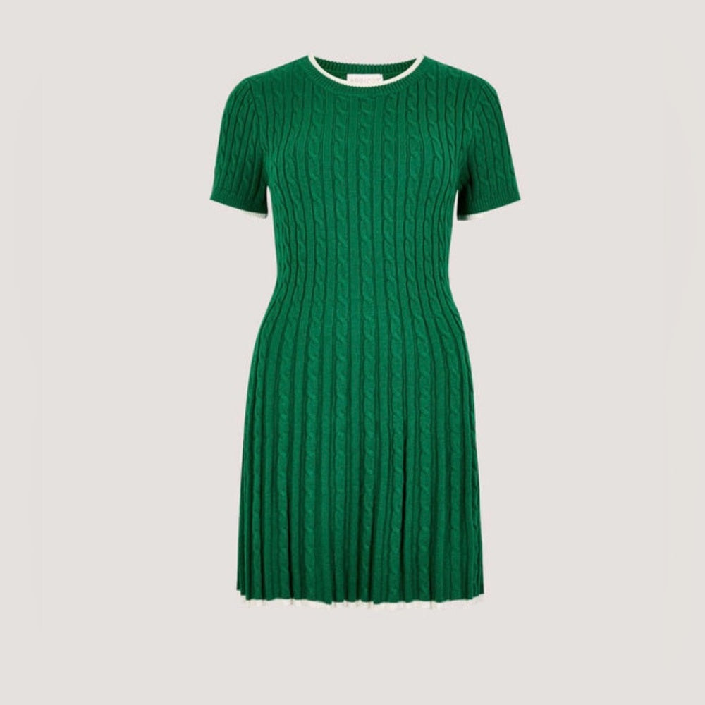 APRICOT 🍑 - Green cable Ribbed Knit Dress
