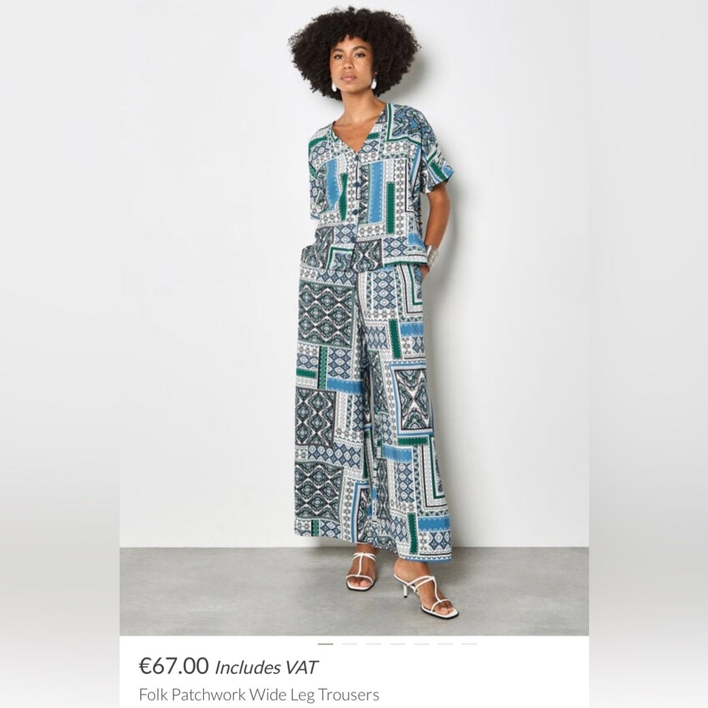 APRICOT 🍑-Folk Patchwork Wide Leg Trousers
