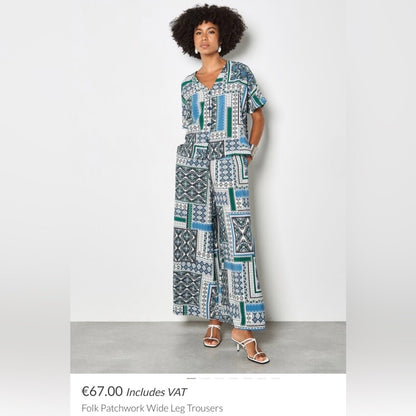 APRICOT 🍑-Folk Patchwork Wide Leg Trousers