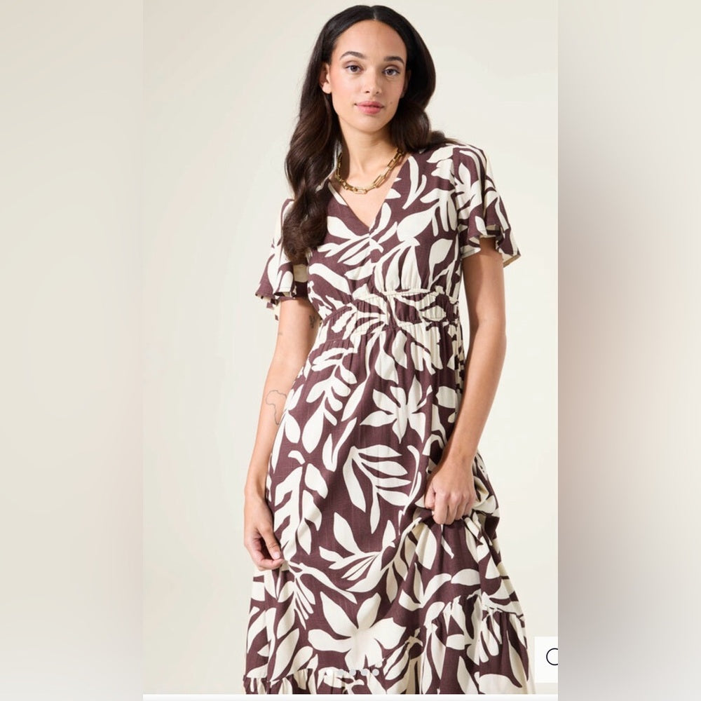 GARCIA-  Brown and Cream Floral Dress