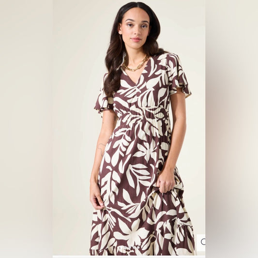 GARCIA-  Brown and Cream Floral Dress