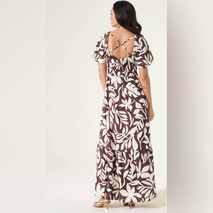 GARCIA-  Brown and Cream Floral Dress