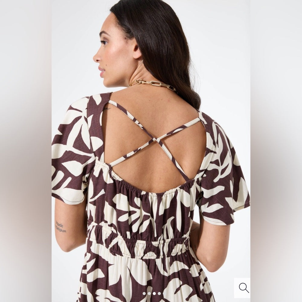 GARCIA-  Brown and Cream Floral Dress